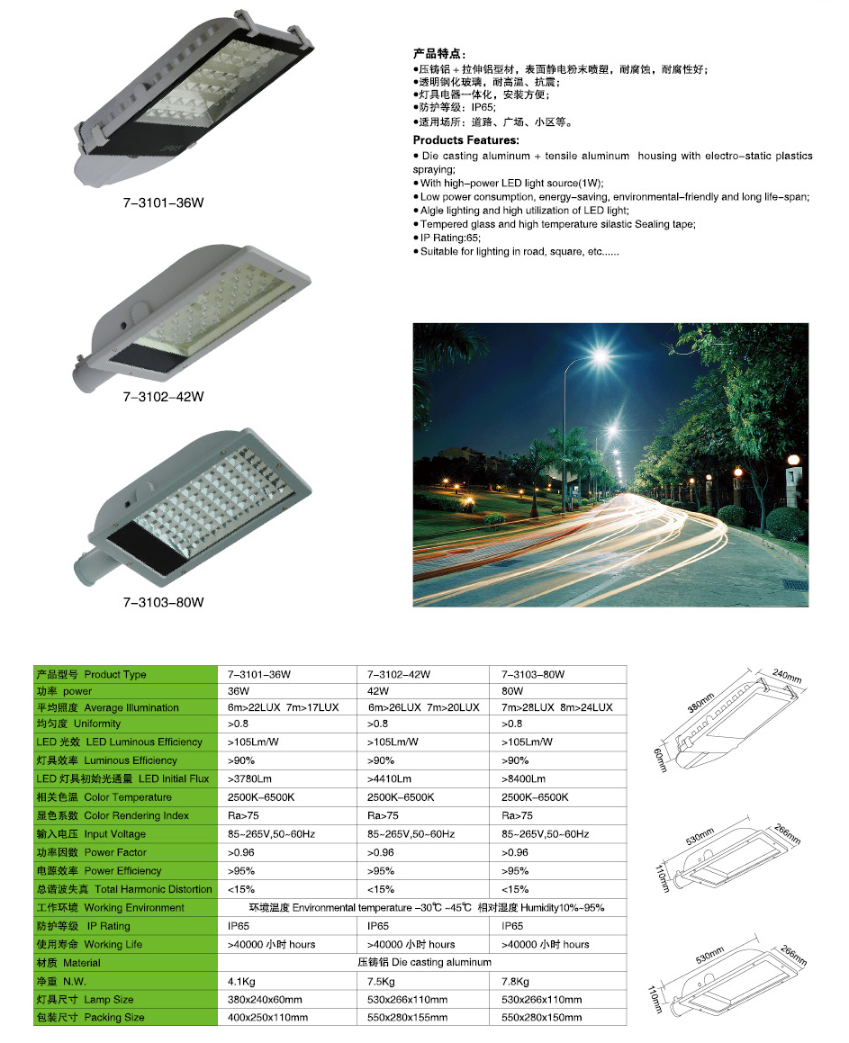 led節能路燈頭7-3101-36W-42W-80W